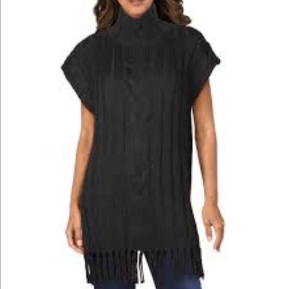 525 America gray knit tunic with fringe size M/L